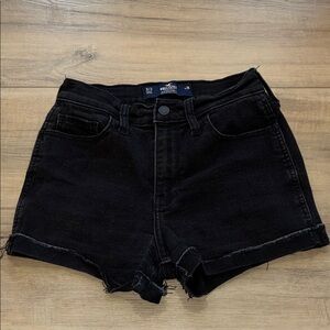 Hollister Black Denim Cuffed Unhemmed High Rise Shorts Size 3/2  W26